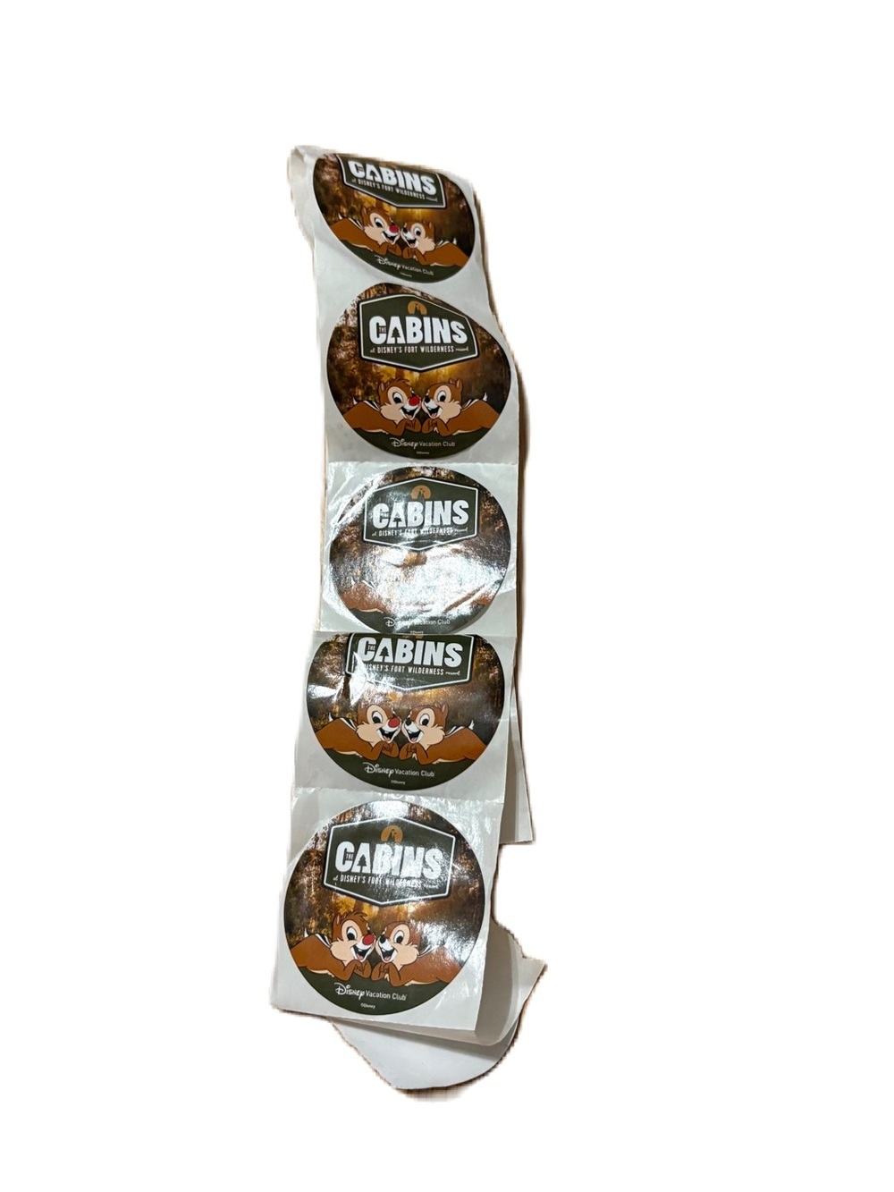 Disney Cabins Round Sticker Roll - Brown White NEW World Fort Wilderness